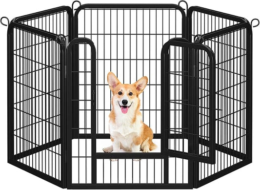 Yaheetech Dog Playpen Outdoor, 32 inch 6 Panels Dog Pen Indoor Heavy Duty Puppy Exercise Pen Metal Pet Fence for RV Camping/Yard/Garden