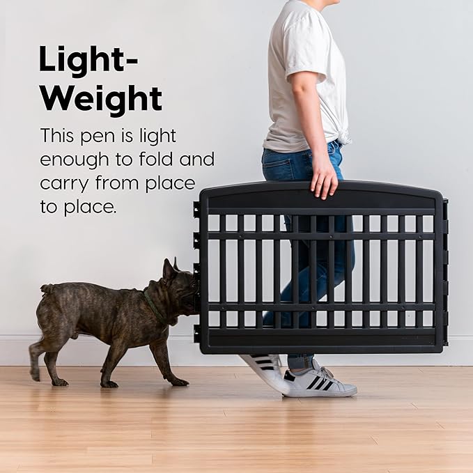 IRIS USA 24" 2-Panel Add-On Panels, Pet Dog Puppy Playpen, Foldable, Customizable, Black