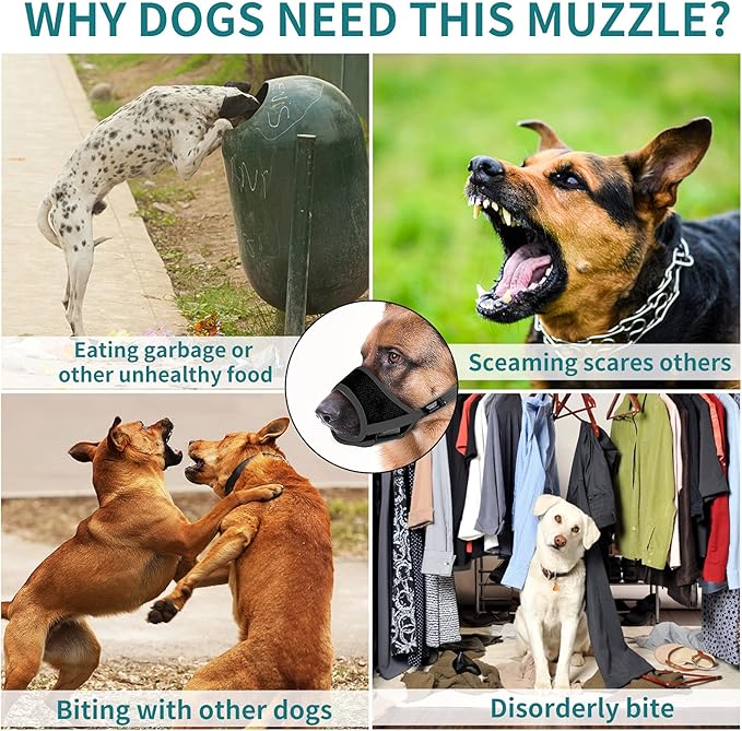 Dog Muzzle for Medium Dogs, Dog Muzzle for Large Dogs Biting, Soft Nylon Muzzle Anti Biting Barking Chewing,Air Mesh Breathable Drinkable Adjustable Pet Muzzle for Medium Large Dogs L Black