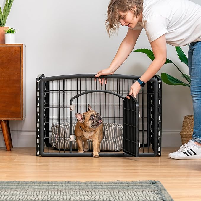 IRIS USA 24" 2-Panel Add-On Panels, Pet Dog Puppy Playpen, Foldable, Customizable, Black