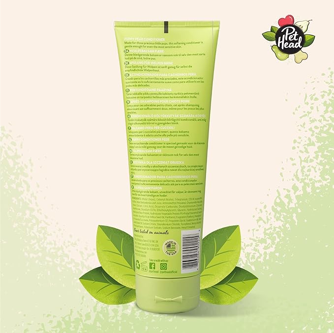 Pet Head Mucky Pup Puppy Conditioner | Pear Scent | Conditioner for Puppies from 8 Weeks | Professional Grooming | Vegan | pH-Neutral | Gentle Formula for Puppies | Made in USA | 8.4 fl. oz.