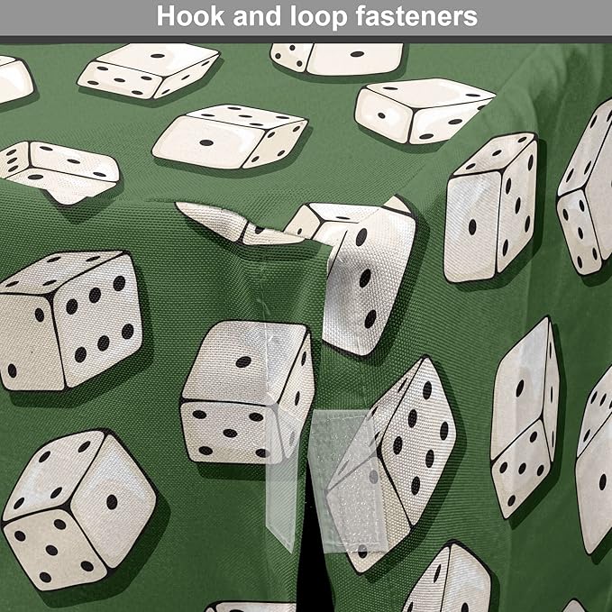 Lunarable Casino Dog Crate Cover, Cartoon Style Dices Pattern on Green Background Chance Game Lucky Jackpot, Easy to Use Pet Kennel Cover for Cats & Medium Dogs, 24 Inch, Green Cream Black
