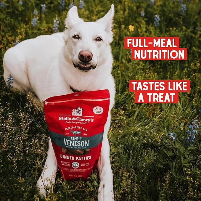 Stella & Chewy's Freeze Dried Raw Dinner Patties – Grain Free Dog Food, Protein Rich Simply Venison Recipe – 25 oz Bag