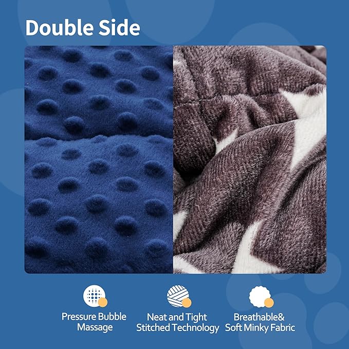 LaSyL Weighted Blanket for Pets | Thunder Blanket for Dogs Anxiety | Premium Soft Minky | Relaxation & Calming & Anti Anxiety | Blue Grey Star, Washable Small 24" L x 32" W