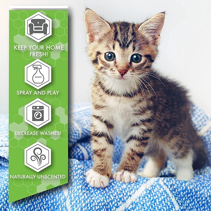 deSTINKed Pet Odor Eliminator | Spray & Play Triple-Action Formula | Safe for Fabrics, Upholstery, Carpets, & Fur | 24oz | Made in USA