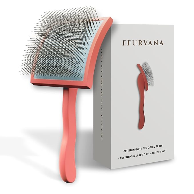 Soft-Touch Slicker Brush – Red – Grooming Tool for Poodles, Goldendoodles & Long-Haired Dogs, Gentle Dematting & Comfortable Grip for Curly Coats