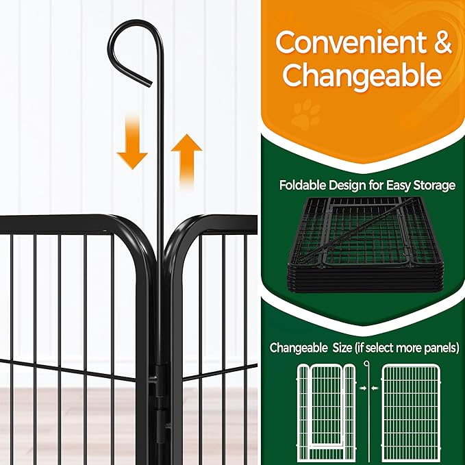 Yaheetech Dog Playpen Outdoor, 47 inch 8 Panels Dog Pen Indoor Heavy Duty Puppy Exercise Pen Metal Pet Fence for RV Camping/Yard/Garden