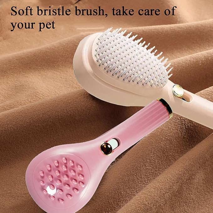 Self-Cleaning Soft Fur Brush for puppy – Scalable Gentle Grooming Brush Small Dogs Comb for Chihuahuas, Teddy Dogs, Yorkies, Maltipoos, Shih Tzus (Pink Pink)