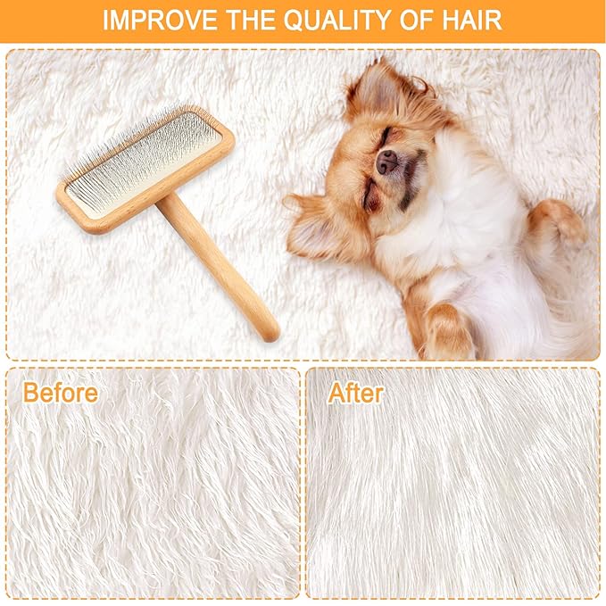 Sheepskin Wool Brush and Pet Hair Removal Carding Fur Restore Carpets Softness and Texture Let Rugs to New Looking