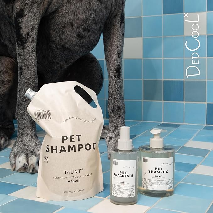DedCool Pet Shampoo (01 Taunt, Refill 45 OZ) Tear-Free, for Sensitive Skin, Hypoallergenic, Dry Skin & Itch Relief, Deodorizing Shampoo & Conditioner for Dogs & Cats, Vegan, Clean, Non-Toxic