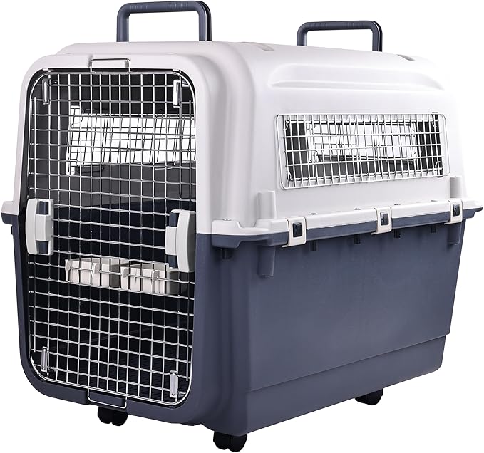 Plastic Kennels, Plastic Dog Crate, Airline Approved Pet Carrier for Dogs and Cats Longer Traveling, XL