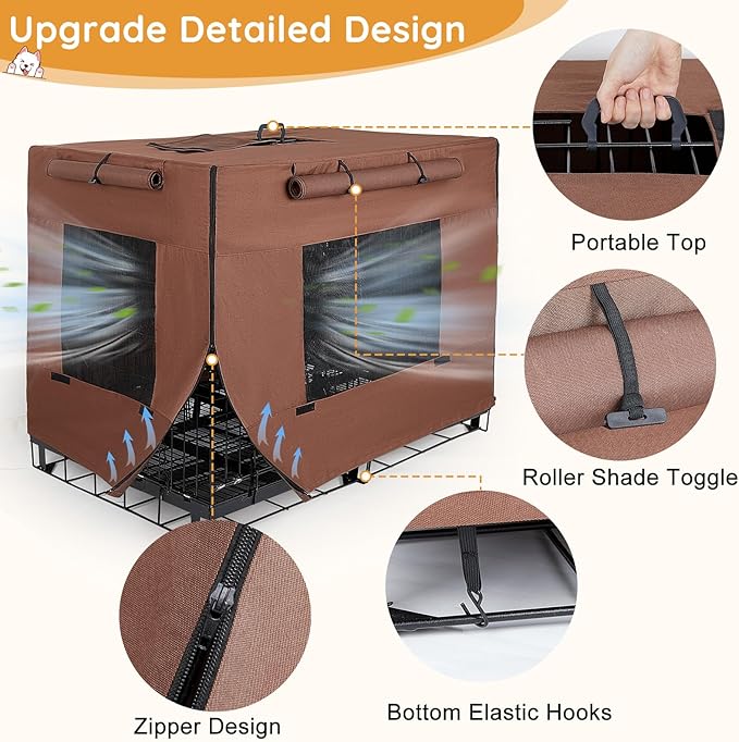 Dog Crate Cover 30 Inch Thickened Dog Kennel Cover Windproof Puppy Cage Cover with Mesh Windows on Both Sides Portable Crate Covers for Dogs Cages Fit for Indoor/Outdoor Use