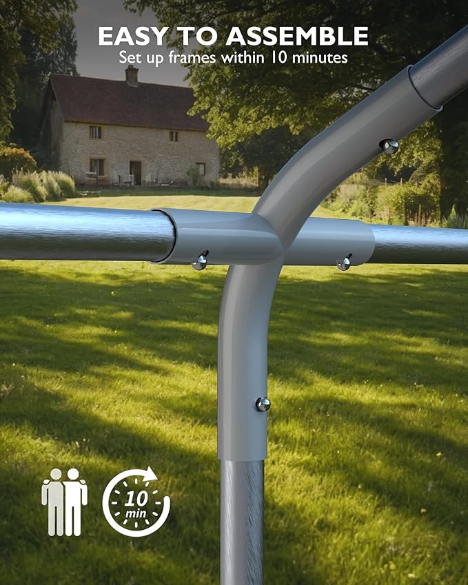 Large Outdoor Dog Kennel, Big Outside Dog House, Heavy Duty Dog Run Enclosure Playpen Coop Fence with Waterproof and Anti-UV Cover Roof, 13.1 x 9.8 x 6.4 Ft