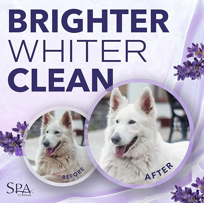 TropiClean SPA Lavish Dog Shampoo | Dog Whitening Shampoo For White Coats & All Other Coat Types | Naturally Derived Salon Grade Ingredients | Made in the USA | 16oz