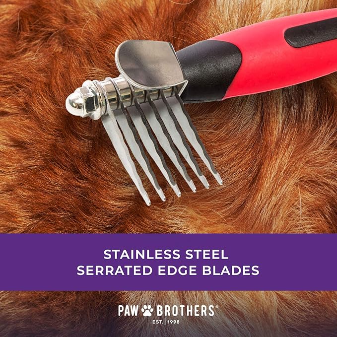 RYAN'S PET SUPPLIES Paw Brothers 6-Blade Mini Dematting Tool for Dog Grooming, Professional Grade, Stainless Steel Blades, Comfort Grip, Gentle on Skin