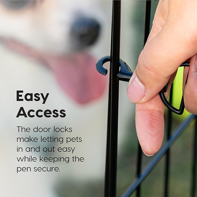 IRIS USA Metal Dog Playpen, 8-Panel 48" Pet Playpen, Puppy Playpen, Indoor/Outdoor Dog Fence, 58 x 58 x 48, Foldable, Customizable, Black