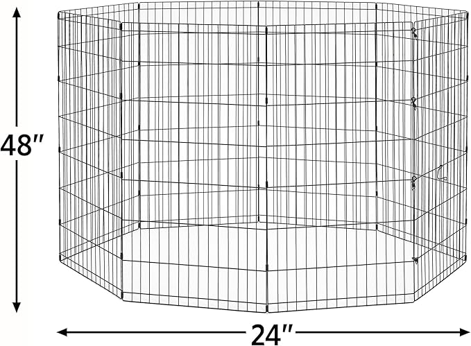 New World Dog Exercise Pen & Playpen, 24" W x 48" H, No Door, Black