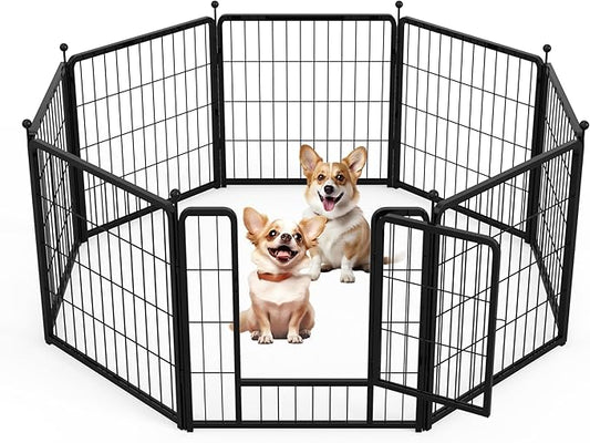 HealSmart Dog Playpen Indoor, Puppy Playpen Indoor for Yard, Camping, 24" Height 8 Panels Heavy Duty Dog Pen for Puppies/Small Dogs, Black