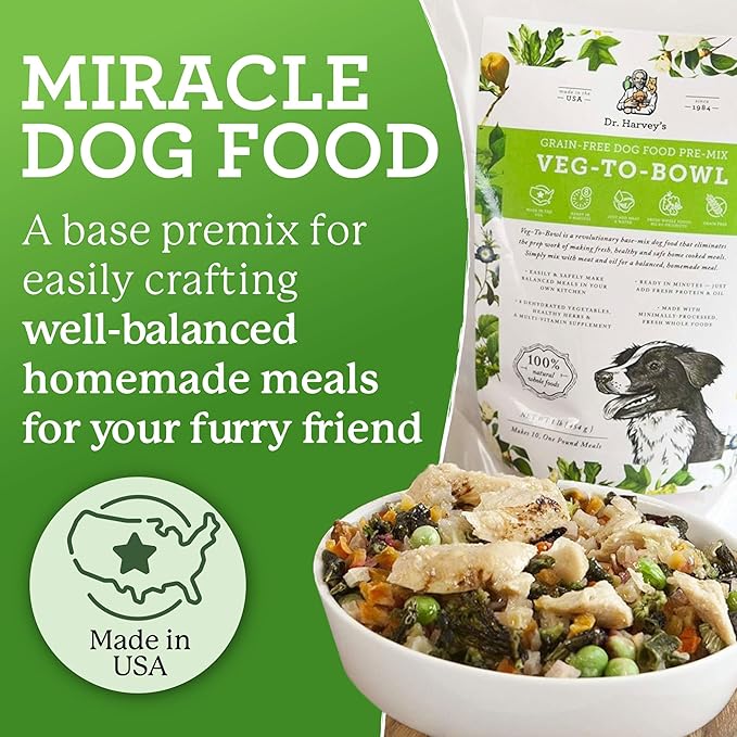 Dr. Harvey’s Veg-to-Bowl Pre-Mix Dog Food, Grain Free for a Whole Food Diet (5 pounds)