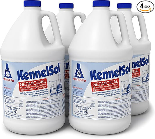 KennelSol 1-Step Kennel Cleaner, Liquid Disinfectant Cleaner, Effective Against Fungi, Bacteria and Viruses, 1 Gallon - Pack of 4 by Alpha Tech Pet