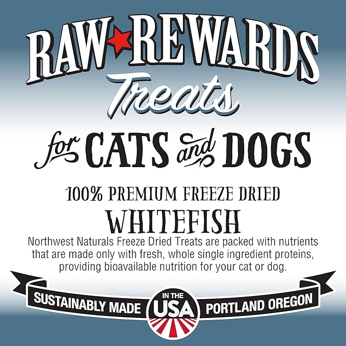 Northwest Naturals Raw Rewards Freeze-Dried Whitefish Treats for Dogs and Cats - Bite-Sized Pieces - Healthy, 1 Ingredient, Human Grade Pet Food, All Natural - 2.5 Oz (Pack of 3)