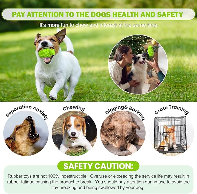 PIFFZEDO Dog Toys for Aggressive Chewers Tough Dog Squeaky Toys for Large Medium Breed Interactive Durable Natural Rubber Dog Chew Toys Dog Birthday Toy Dog Toothbrush (Green,Large)