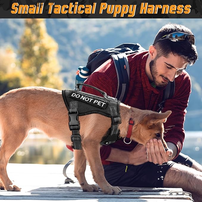 Tactical Dog Harness for XSmall Dogs, Breathable Mesh Dog Vest Tactical Puppy Harness with Handle, Reflective Military Dog Vests Harness for Outdoor Training Walking