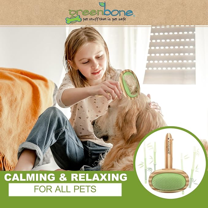 Pet Spa Slicker Brush - All-Natural Bamboo Pet Grooming Brush - Entirely Made from Sustainable Bamboo for Dogs & Cats