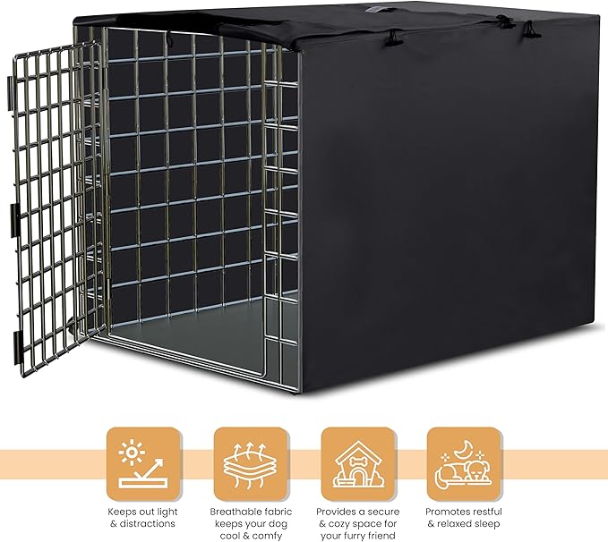 Utopia Home Dog Crate Cover, Waterproof Dog Kennel Cover 24 Inch - Black, 600D Heavy Duty Dog Cage Cover Universal Fit for Most Wire Pet Crates - 24 x 18 x 20 Inch (Cover Only)