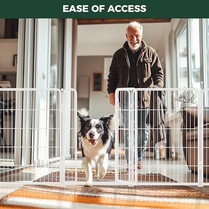 FXW Homeplus Dog Playpen for Indoor Use - Stress-Free and Safe Play, Heavy Duty 40 Inch 6 Panels Dog Pen for Medium and Large Dogs, White│Patented