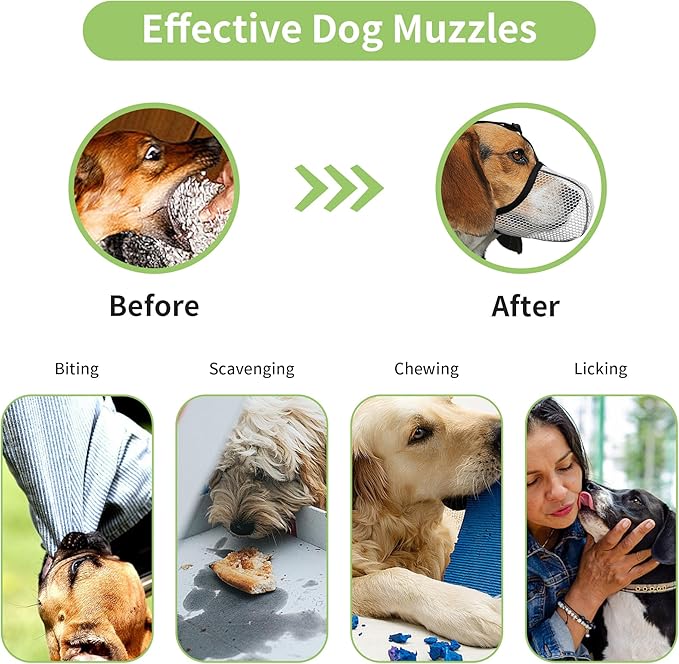 Dog Muzzle, Breathable Soft Muzzle for Large Dogs to Anti & Prevent Barking Biting Chewing, Reflective & Adjustable Basket Muzzle with Air Mesh for Doberman Grey XL