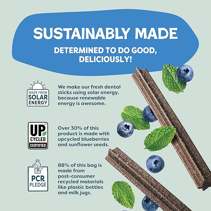 Shameless Pets Toothberry Dental Chews for Dogs – Natural Dog Dental Sticks for Fresh Breath, Teeth Cleaning & Removes Tartar, Grain-Free Dog Treats, No Corn or Soy