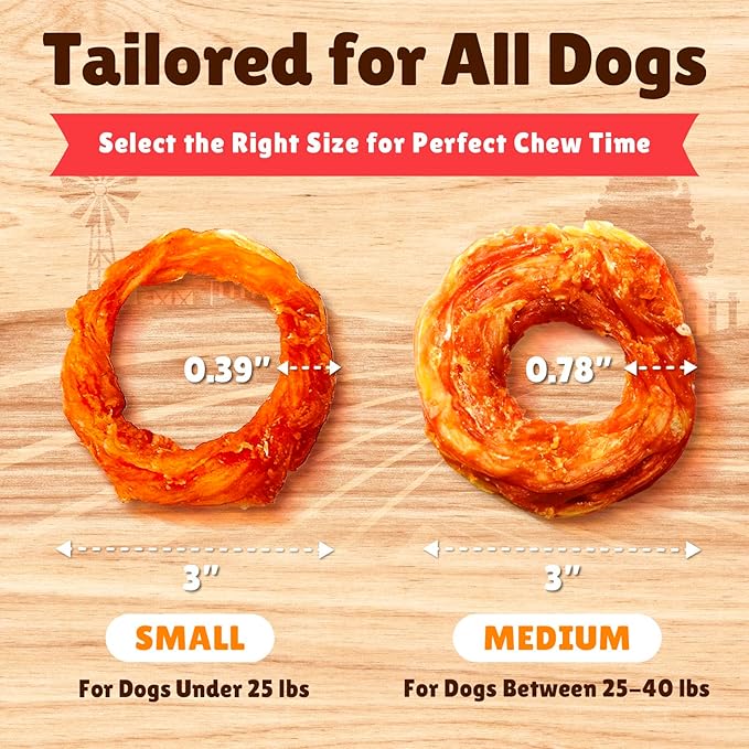 Gootoe Turkey Tendon Dog Treats, Ring (S) 1 lb, 100% USA Sourced Turkey, Natural Snack, Premium Puppy Chews, Hypoallergenic, Rawhide Free, Reseal Value Bag, Size for Small Dogs