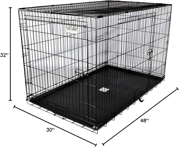 Precision Pet Products Two Door Great Crate Wire Dog Crate, 48 Inch, For Pets 90-125 lbs, With 5-Point Locking System