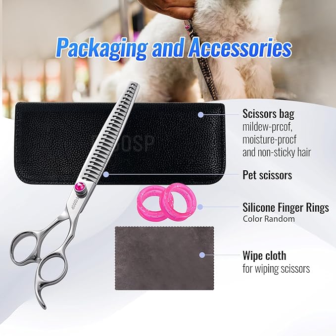 Chunkers Dog Grooming Scissors 7.5 in Professional Thinning Shears for Dogs Pet Grooming Scissors Chunkers Shears Dog Grooming Japan 440C 70% Thinning Rate 24 Teeth(7.5'',Chunkers)