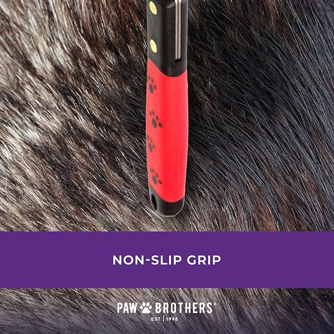 RYAN'S PET SUPPLIES Paw Brothers 20 Blade Medium Double WideDematting Undercoat Rake for Dogs and Cats, Professional Grade, Dog Shedding Brush, Stainless Steel Blades, Rounded Gentle Teeth