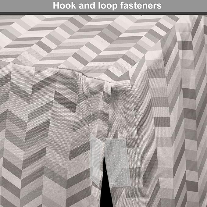 Lunarable Chevron Dog Crate Cover, Monochrome Stripes 3 Dimensional Pattern Geometric Chevron Design Abstract, Easy to Use Pet Kennel Cover for Medium Large Dogs, 36 Inch, Taupe and Grey