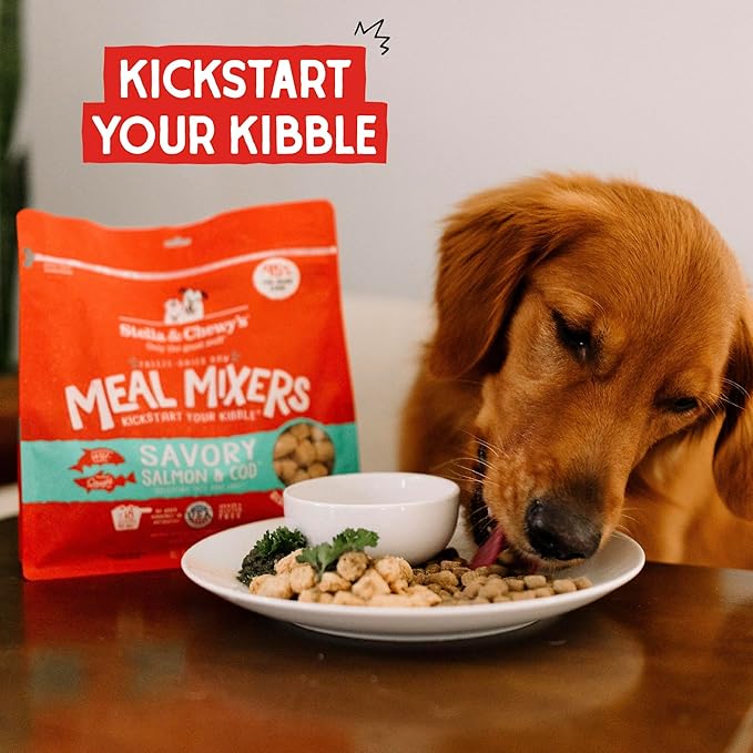 Stella & Chewy's Freeze Dried Raw Savory Salmon & Cod Meal Mixer – Dog Food Topper for Small & Large Breeds – Grain Free, Protein Rich Recipe – 3.5 oz Bag