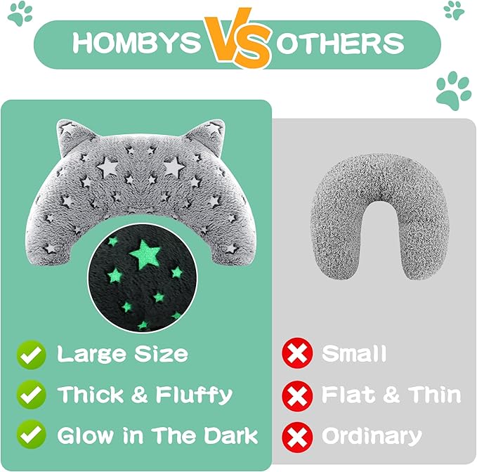 HOMBYS Chewproof Dog Pillow Glow in The Dark Dog Claming Pillow for Dog Anxiety Reduce, Suitable for Both Crazy Tearers & Tame Dogs, Furry Surface Soft & Comfortable Dog Neck Pillow Improve Sleeping