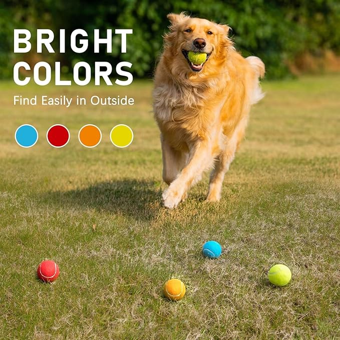 PrimePets Tennis Balls for Dogs, 2.5 Inch Squeaky Dog Balls for Play & Fetch, Squeaky Tennis Balls for Medium, Large Dogs, Dog Toy Balls