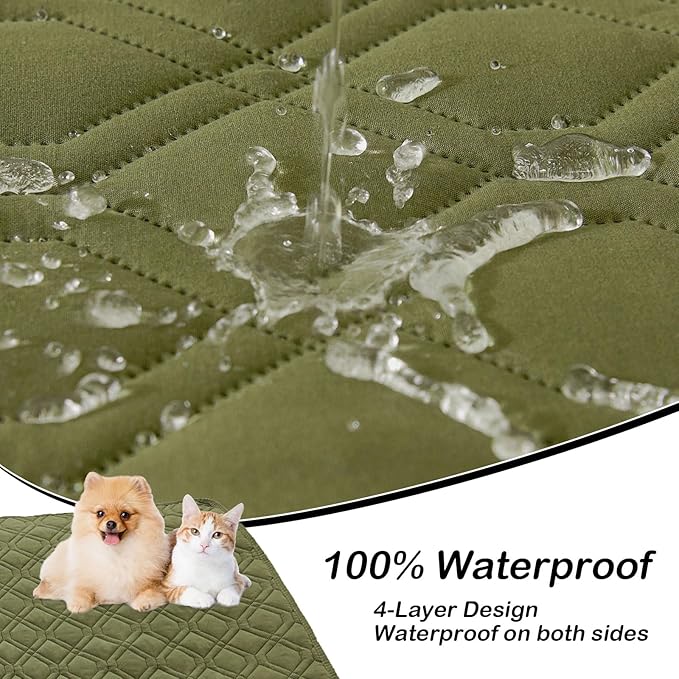 hyha Waterproof Dog Bed Blanket, Soft Dog Bed Cover Pet Blankets, Washable Couch Sofa Cover for Dogs, Reversible Pet Sofa Covers for Furniture (82x82 Inch, Green/Navy Blue)