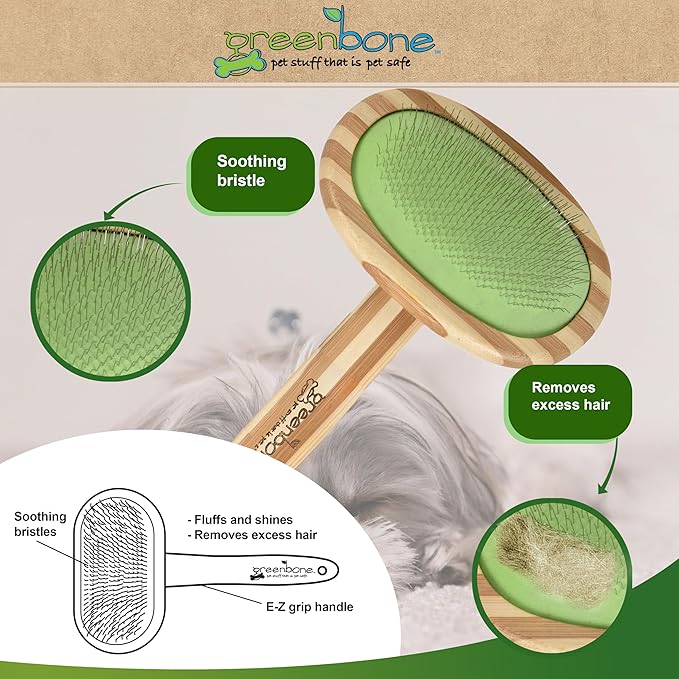 Pet Spa Slicker Brush - All-Natural Bamboo Pet Grooming Brush - Entirely Made from Sustainable Bamboo for Dogs & Cats