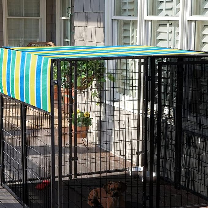 Upgrade Dog Kennel Cover Mesh Shade Panel with Grommets - Weather Guard Extra Large All Season Dog Run Cover & Roof (Green, 10x10FT)