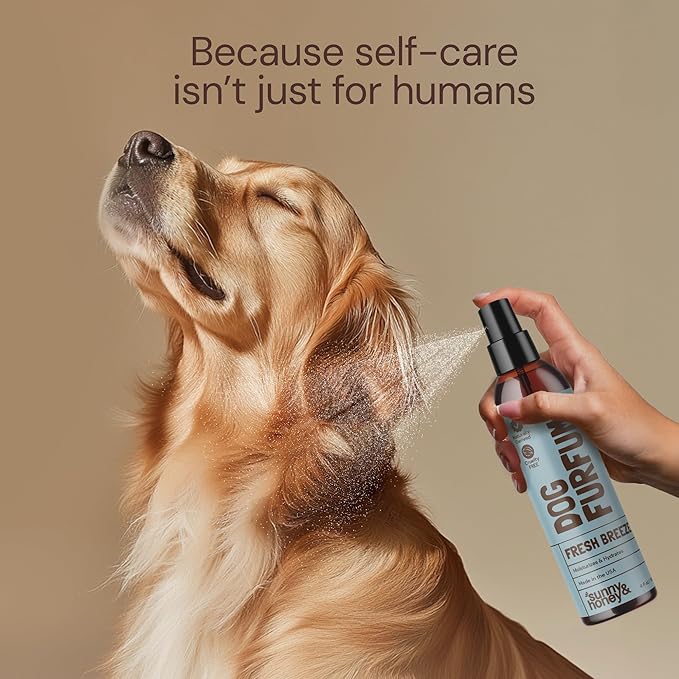 Sunny & Honey 4-in-1 Dog Shampoo and Conditioner & Perfume Spray Bundle - Moisturizing Body Wash - Detangling Spray Deodorizer (Coconut Woof Wash 16oz, Breeze Perfume 8oz)