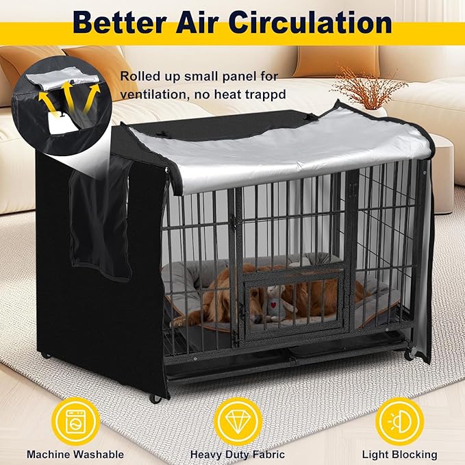 DEROFIT Dog Crate Cover for 25 Inches Wire Cage, 25L x 19W x 20H inch Heavy Duty Lattice Pet Kennel Covers for Small Metal Crate, Heavy Duty Oxford Fabric, Machine Wash