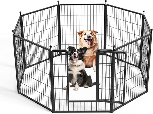 HealSmart Dog Playpen Indoor, Puppy Playpen Indoor for Yard, Camping, 32" Height 8 Panels Heavy Duty Dog Pen for Small/Medium Dogs, Black