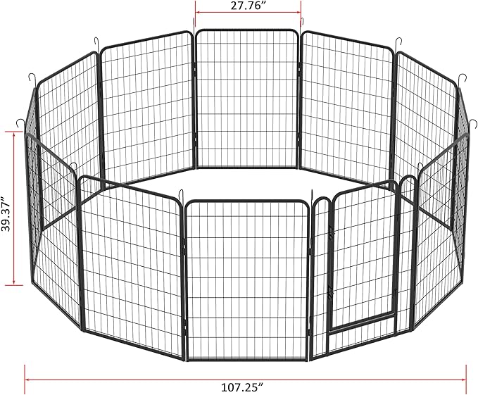 Metal Dog Playpen Outdoor, 40" Height 6 Panels Pet Kennel Crate for Small/Medium/Large Dogs, Heavy Duty Metal Playpen with Door, Indoor Portable Dog Fence Pet Exercise Pen for Yard RV Camping