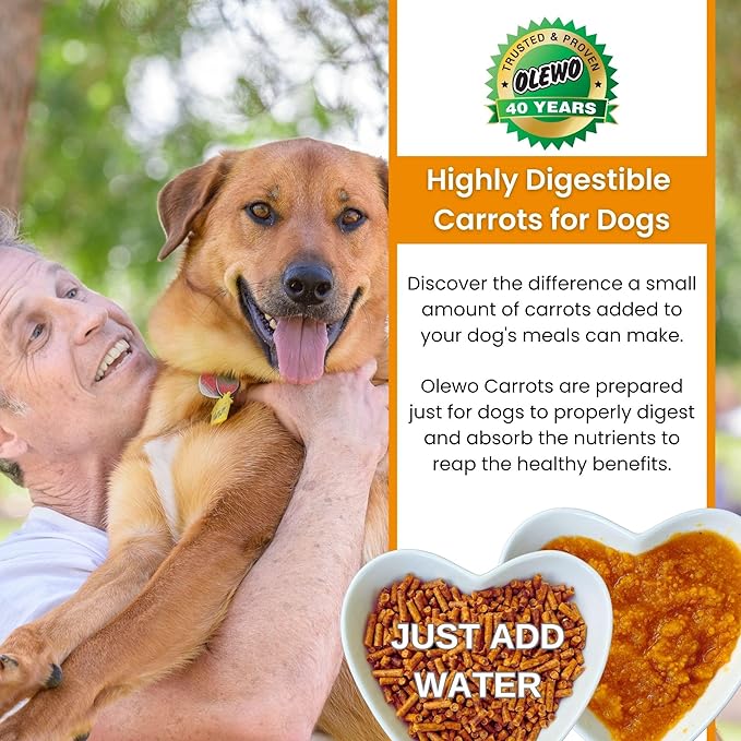 Olewo Original Carrots for Dogs – Fiber for Dogs Keep Poop Firm, Digestive Dog Food Topper, Skin & Coat Support, Dehydrated Whole Food Dog Multivitamin, Gut Health for Dogs, 2.2 lbs