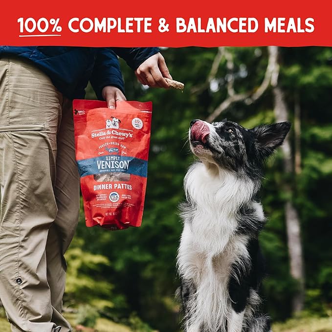 Stella & Chewy's Freeze Dried Raw Dinner Patties – Grain Free Dog Food, Protein Rich Simply Venison Recipe – 25 oz Bag