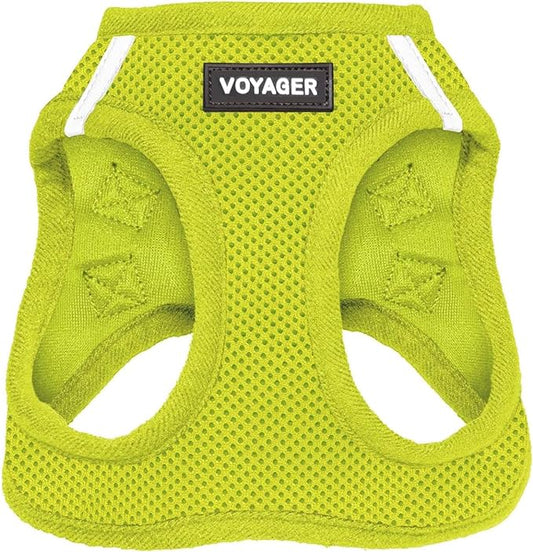 Voyager Step-in Air Dog Harness - All Weather Mesh, Reflective, No Pull Harness for Small, Medium Dogs, Cats - Secure with Hook & Loop Fastener, Buckle, Double D-Rings - Lime Green, S